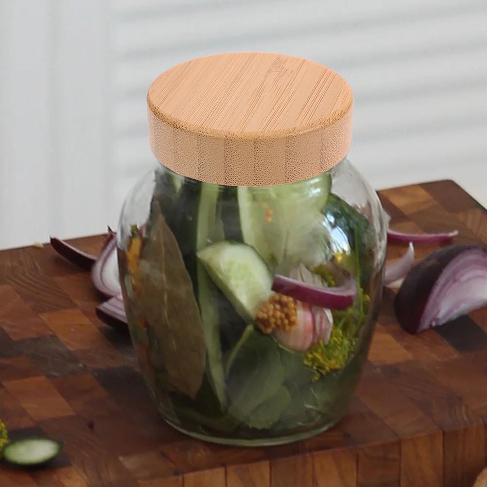 

2Pcs Glass Spice Jar Bamboo Lids Replacement Sealed Glass Jar Covers Anti-Leakage Kitchen Bottle Covers 41mm Canning Lids