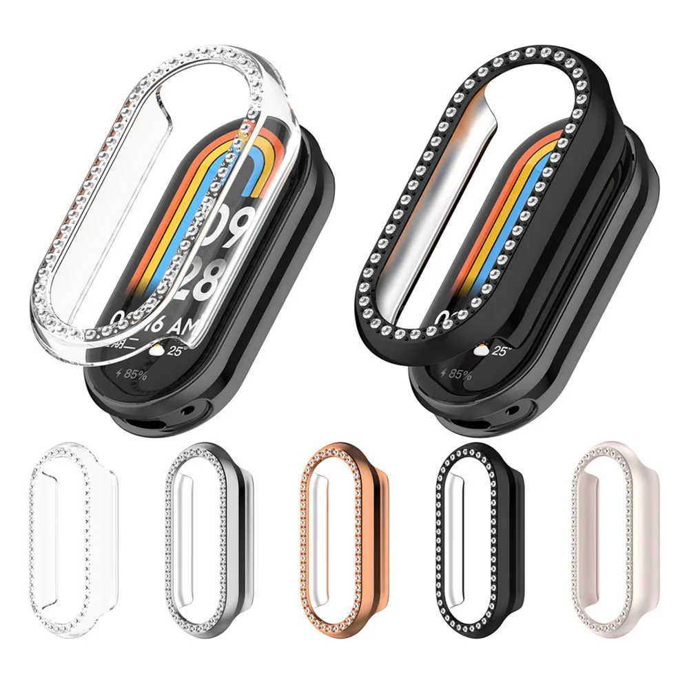 Xiaomi mi Band 10 10NFC 용 커버 케이스 단일 행 다이아몬드 중공 보호 케이스