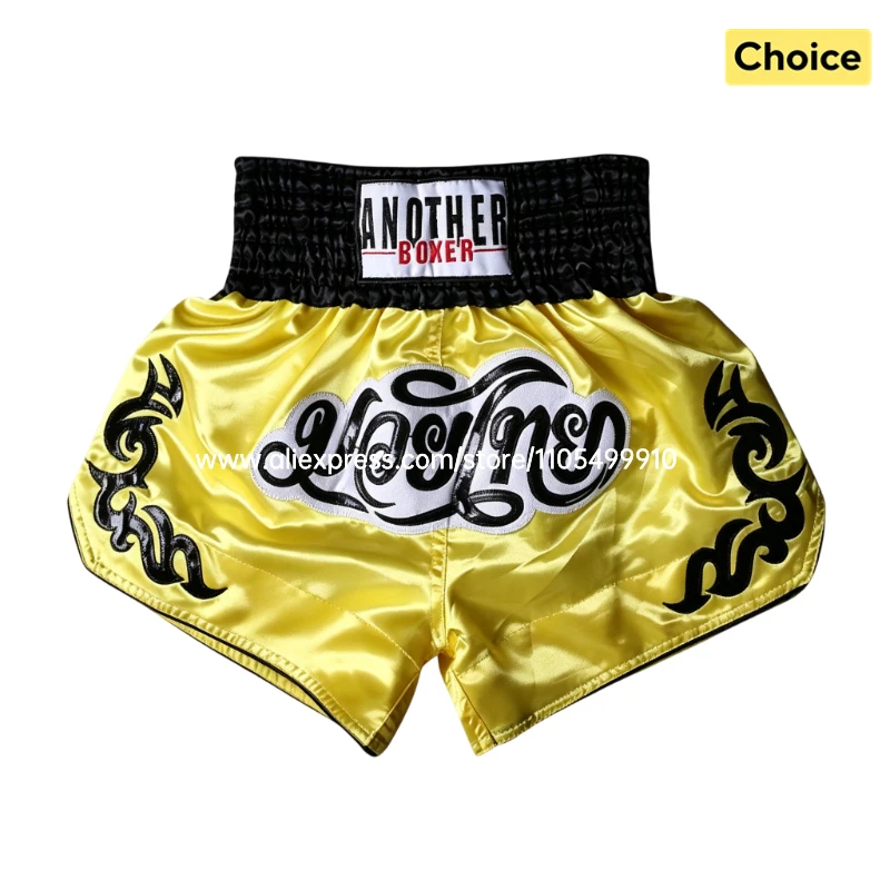 Klassische Gelbe Boxershorts Langlebige Satin-Polyester Muay Thai Shorts für Erwachsene und Kinder Elastischer Bund Kampfsport-Shorts