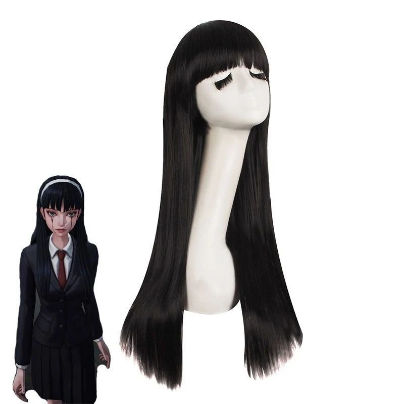 

Модные женские черные длинные прямые человеческие волосы Identity V Tomie Kawakami Witch Believers Косплей Парик Фестиваль Вечеринка Шиньон