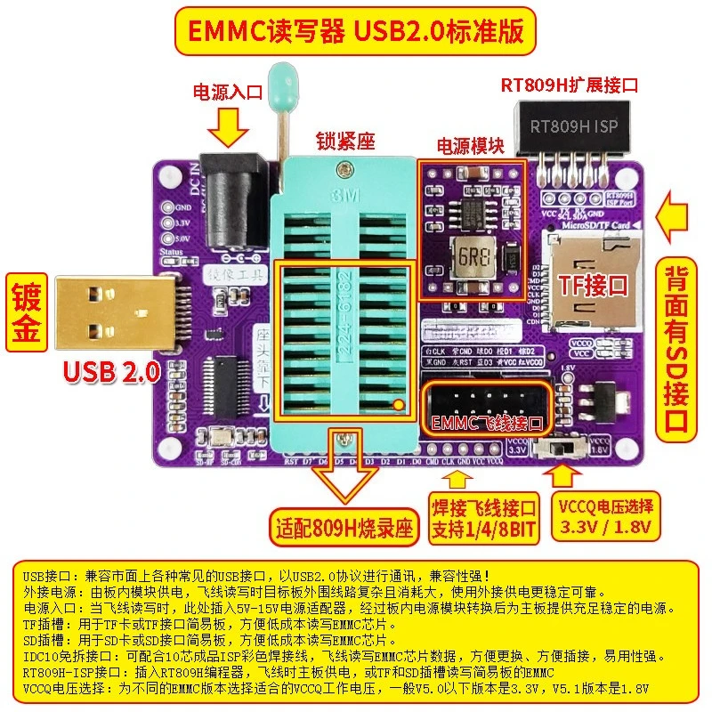 Reader Mirroring Tool, Navigation Font TF Slot SD Interface 1BIT Flying Wire Power Supply USB2.0