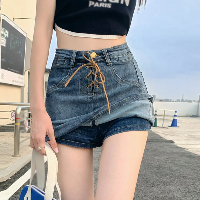 

Tight Hip Wrap Harajuku Skirt For Women A-line Skirt Denim Short Skirt Sexy Mini Micro Skirt