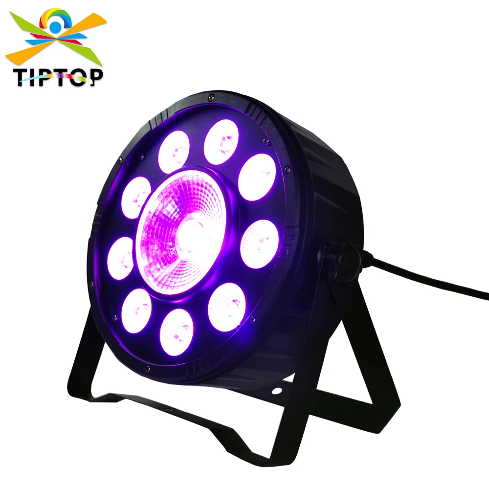 TIPTOP Stage Light 9+1 Digit 1x30w 9x3w LED Flat PAR Lighting Fixture RGB 3 Color Silent Cooling Fan Dual Yoke Bracket CE ROHS