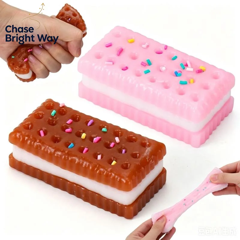 Stress Relief Sticky Taba Squishy Fidget Toy Cookie Design Squeeze Decompression Toy for Adult Anxiety Relief Party Favors