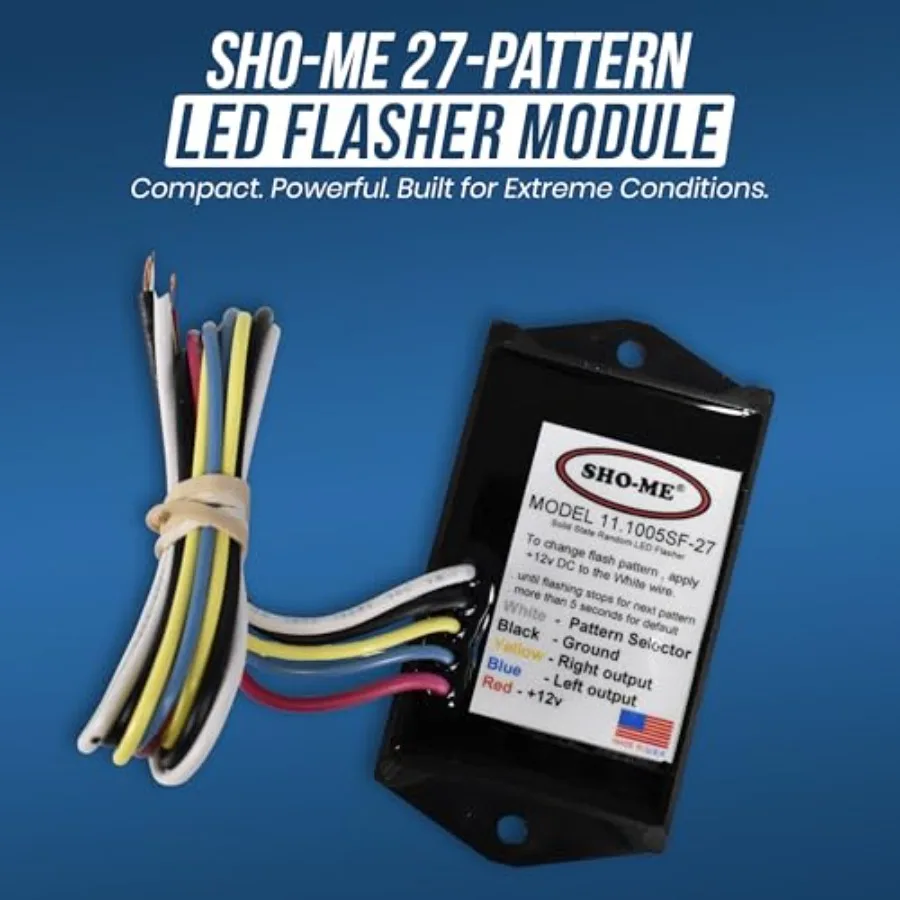 Sho-Me 27 Pattern LED Strobe Effect Flasher - Durable Waterproof LED Light Controller - 12V Dual Output Flasher - 27 Customizab