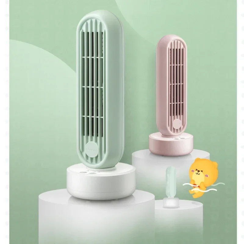 Desktop Fan Mute Mini USB Rotating Small Fan Bladeless Charging Desktop Small Air Conditioning Ultra-Long Life Battery Cooling