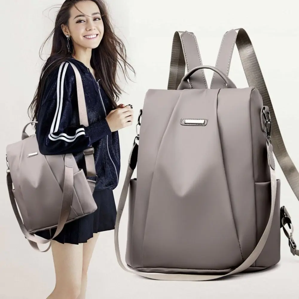 

Fashion Travel Backpack Solid Color Large Capacity College Students Schoolbag Anti-theft Detachable Shoulder Strap