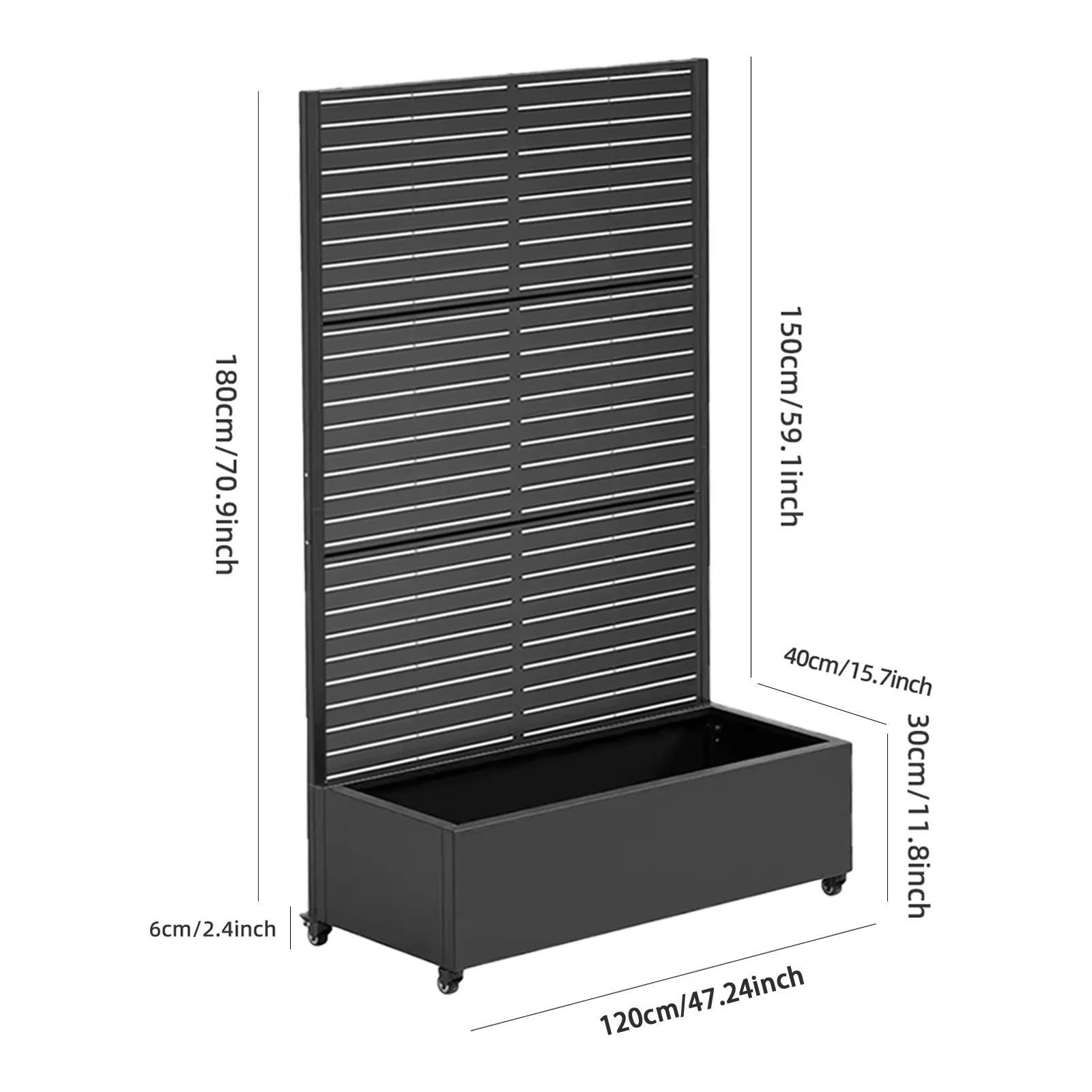 صندوق زراعة شاشة الخصوصية مع تعريشة وعجلات شبكة معدنية صندوق زراعة مرتفع مستطيل زارع صندوق مرتفع لتسلق الكروم