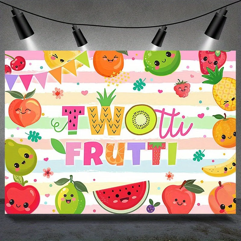 Fondo de fiesta hawaiana Tutti Fruity plano 2D de 1 pieza - Tema de fruta de verano vibrante, fondo de fiesta de poliéster