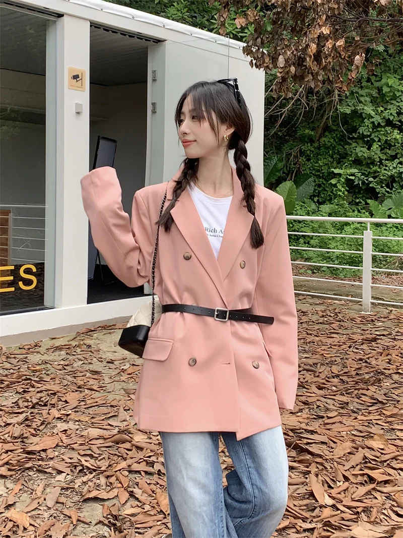 Korean Autumn/Winter Loose Double Breasted Suit Coat Blazer Ladies Fashion Elegant Suit