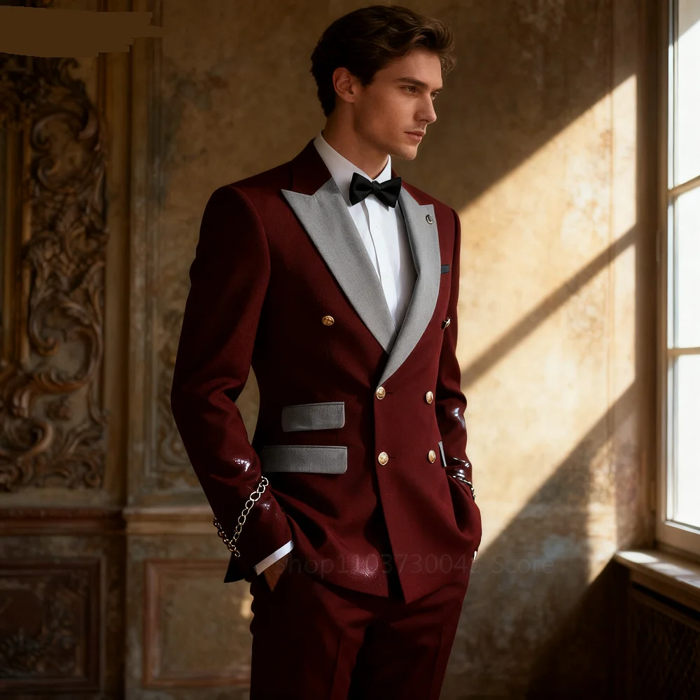 

Wedding Men Suits XS-6XL Blazer Bridegroom Business Groom Wear Tuxedo Jacket Formal Costume Homme Party Double Breasted Coat