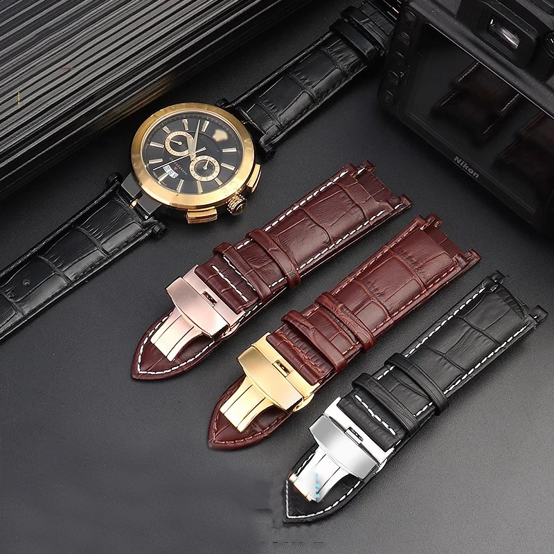 

Watch strap accessories For Versace watch strap VER large dial VERSACE men's watch VBR 8545 Genuine leather watch strap 24mm