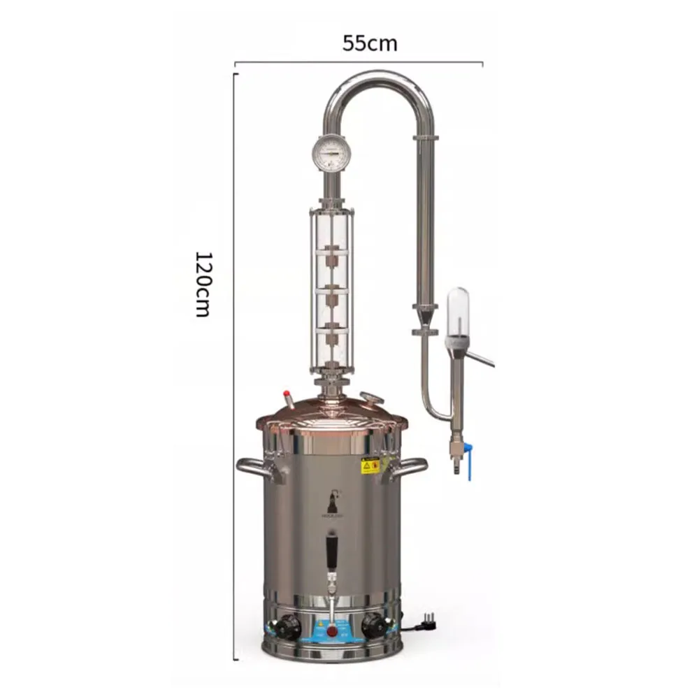 Copper Distillation Column Spirit Alembic Distiller Alcohol Distilling Equipment Vodka Still Wine Making Machine