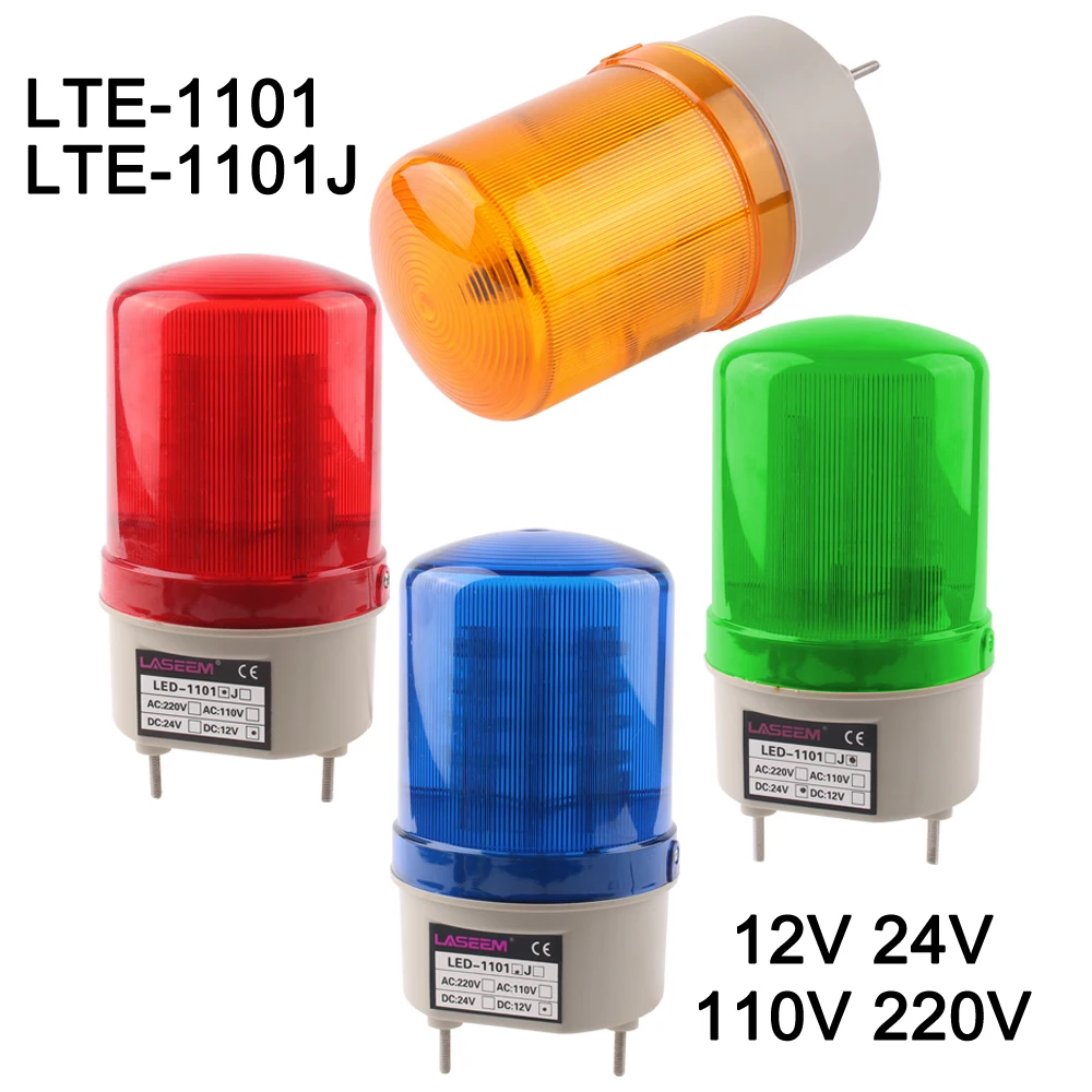 LTE-1101 campainha de aviso de farol rotativo/sem som estroboscópico lâmpada de alarme dc12v24v ac220v indicador de sinal led explosão flash luz sirene