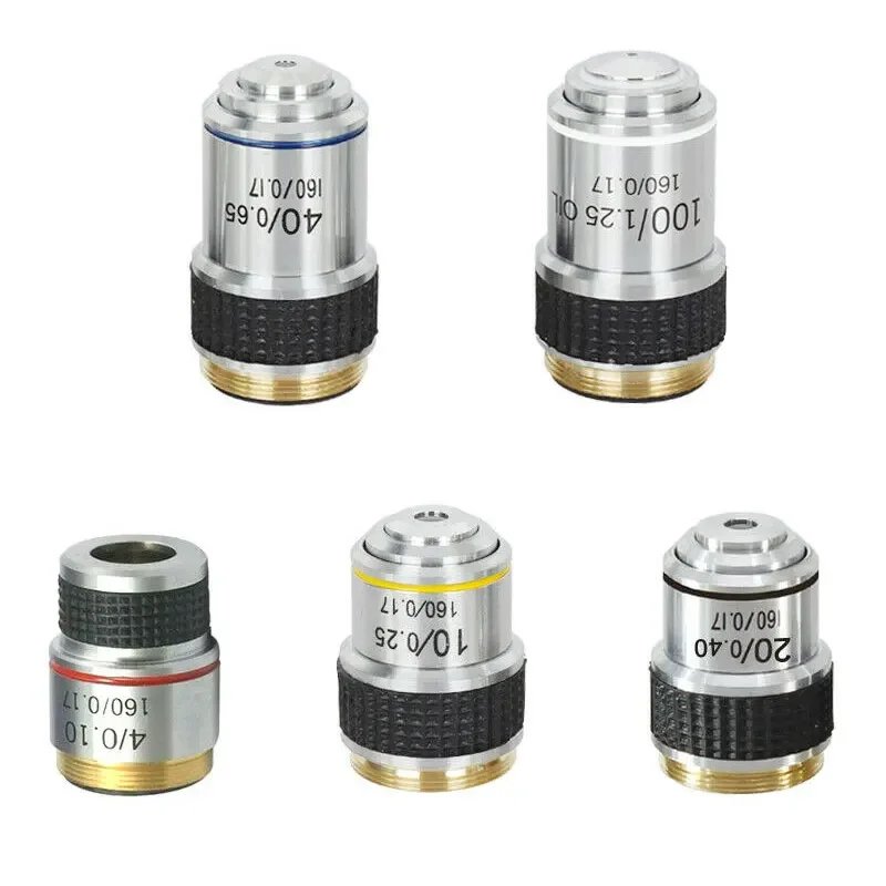 

1PC 185 Achromatic Biological Microscope Objective Lens 4X 10X 20X 40X 60X 100X Microscopio Tools