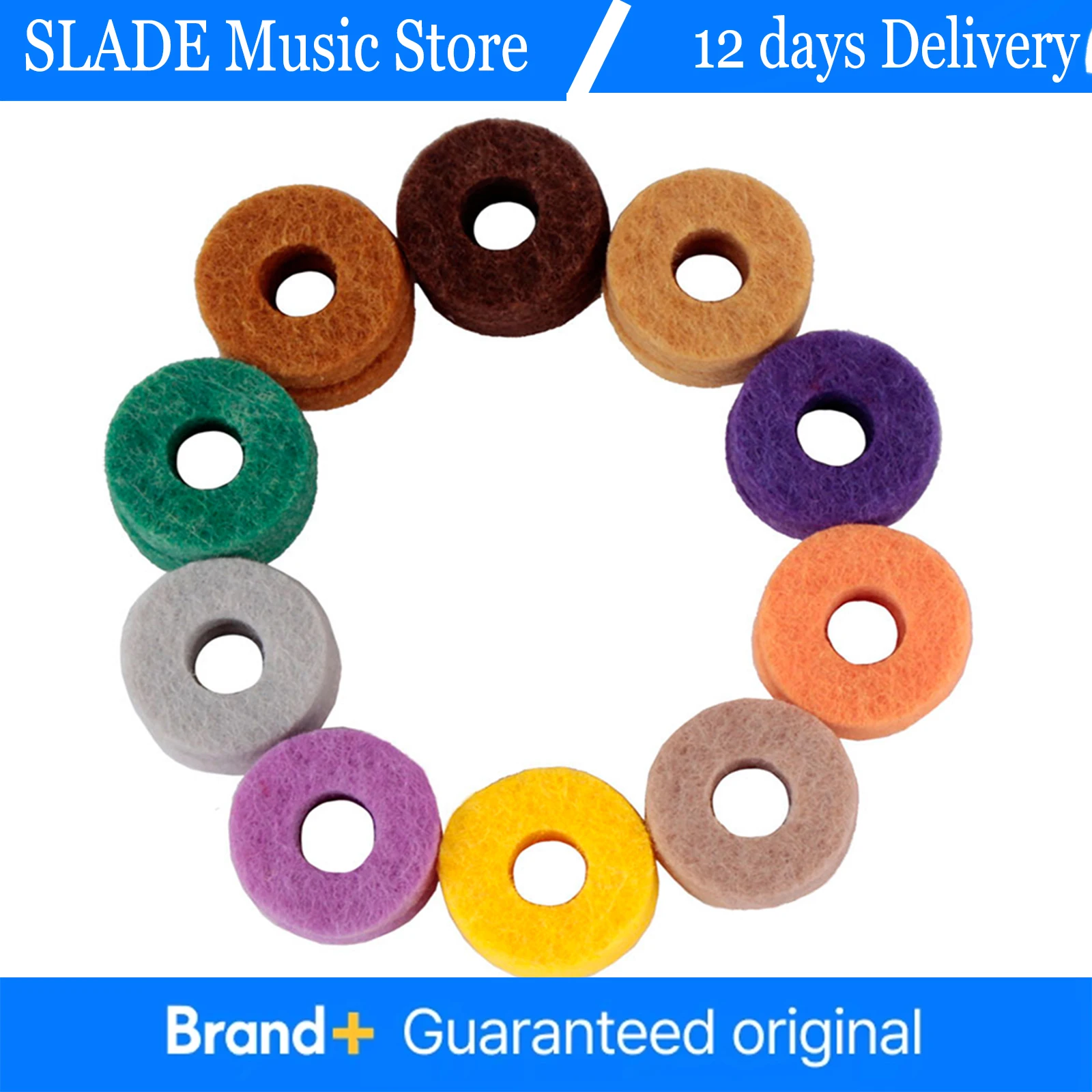 20Pcs Cymbal Felt Pad Colorful Drum Kit Percussion Instrument Drum Slices Stand Washer Instrument Protective Accessories