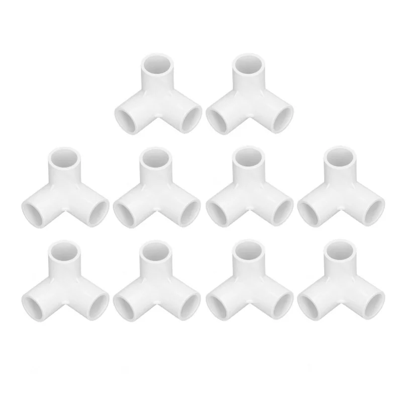 

10 шт., 3-ходовые фитинги для труб, ПВХ, пластиковый тройник, угловой соединитель, внутренний диаметр 20 мм, белый