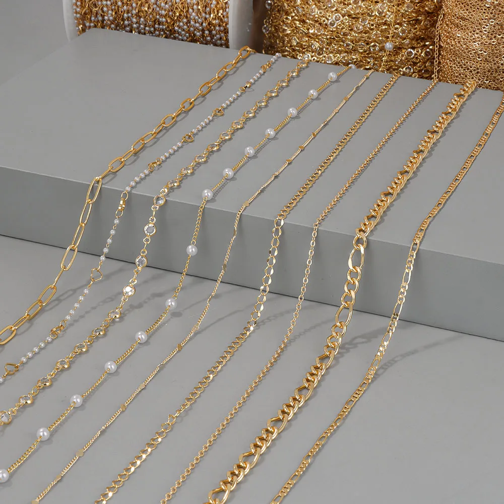 0.5/1 Meter Thick Chain Link 18K Gold Color Twisted Snake Pearl Chains For Jewelry Making DIY Men Women Necklace Bracelet Anklet