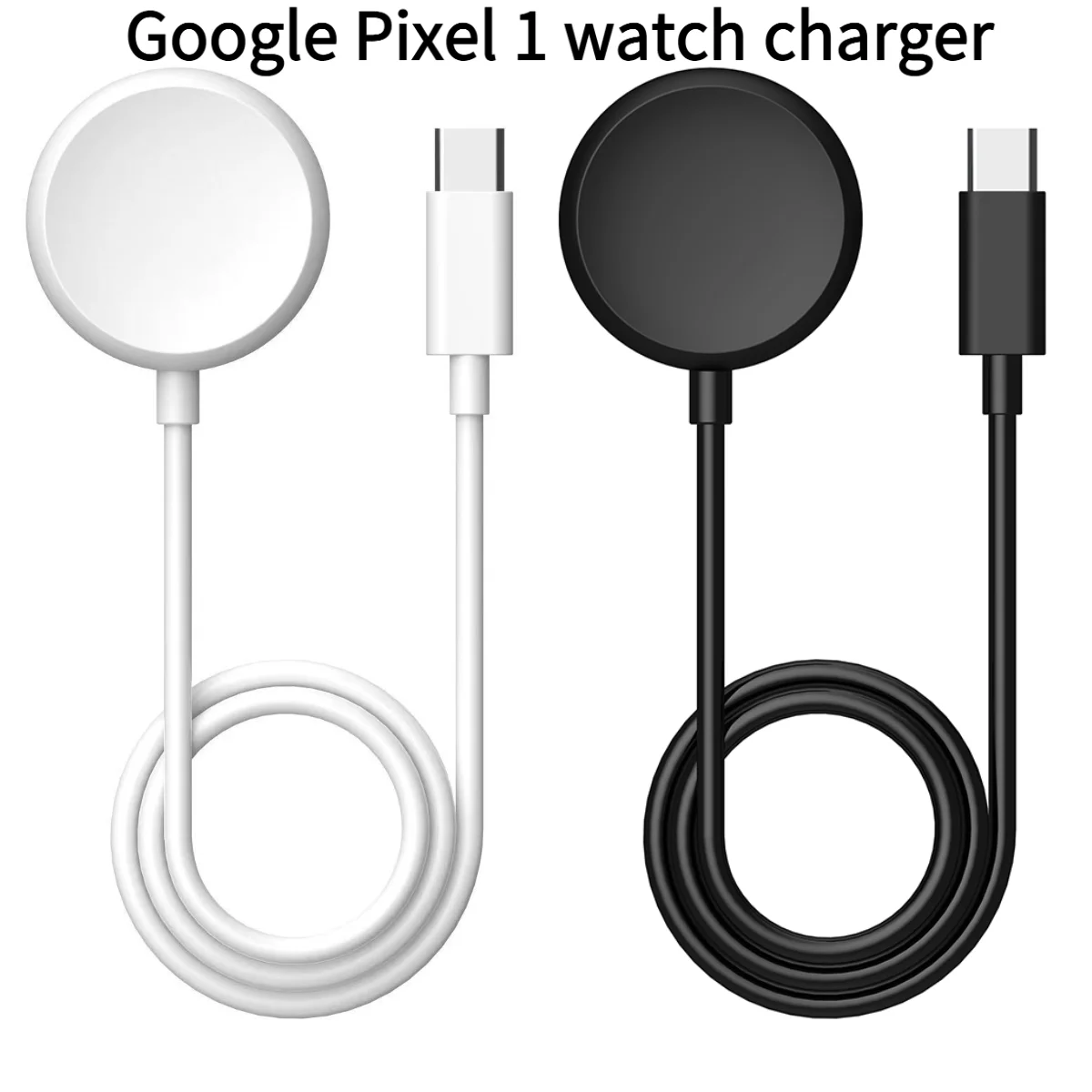 Ladegerät für Google Pixel 1, USB-C, Smartwatch-Ladegerät, Ersatz-Ladegerät, Ladekabel, Schwarz und Weiß