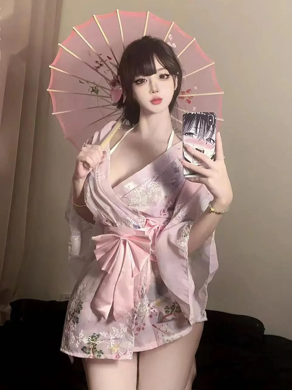 Kimono japonés Sakura para mujer, albornoz Sexy con lazo dulce, de talla grande Vestido de playa, ropa de moda elegante para niña, nuevo, PTGJ