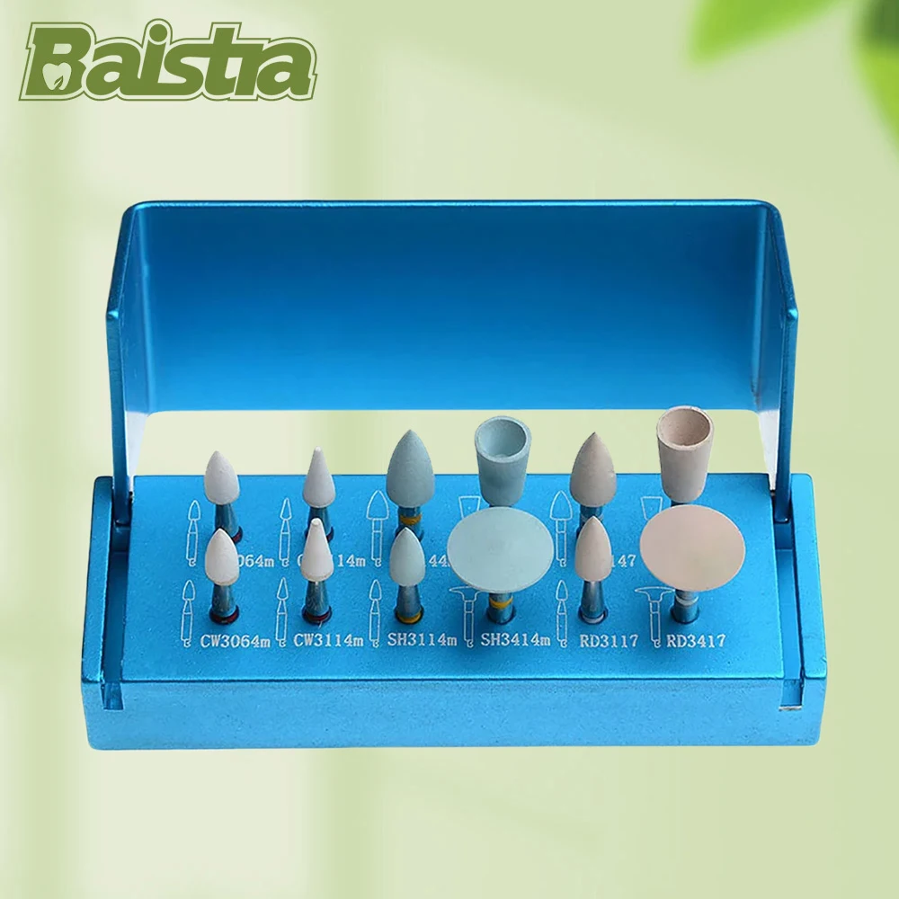 12 Pcs/Kit BAISTRA Dental Diamond Ceramic Grinder Rubber Polisher for Composite Materials Porcelain Zirconia Dentistry Polishing