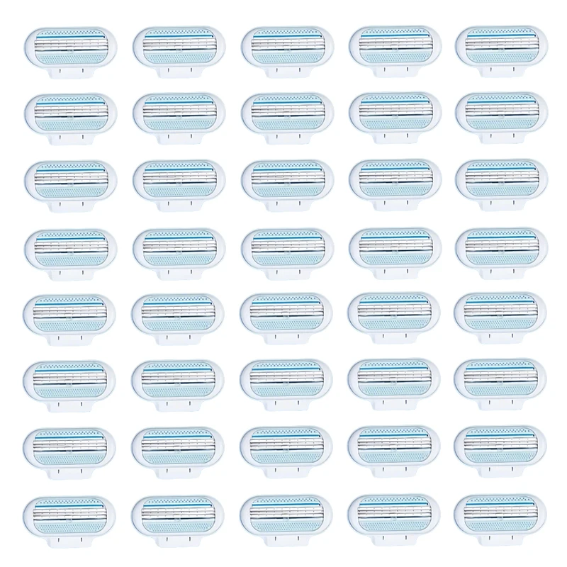 4/8/40 Pcs 3-Layer Women's Razor Blades Refills Comfort Glide Shaver Women Body Hair Trimmer Replacement Mama Gift Shaving Blue