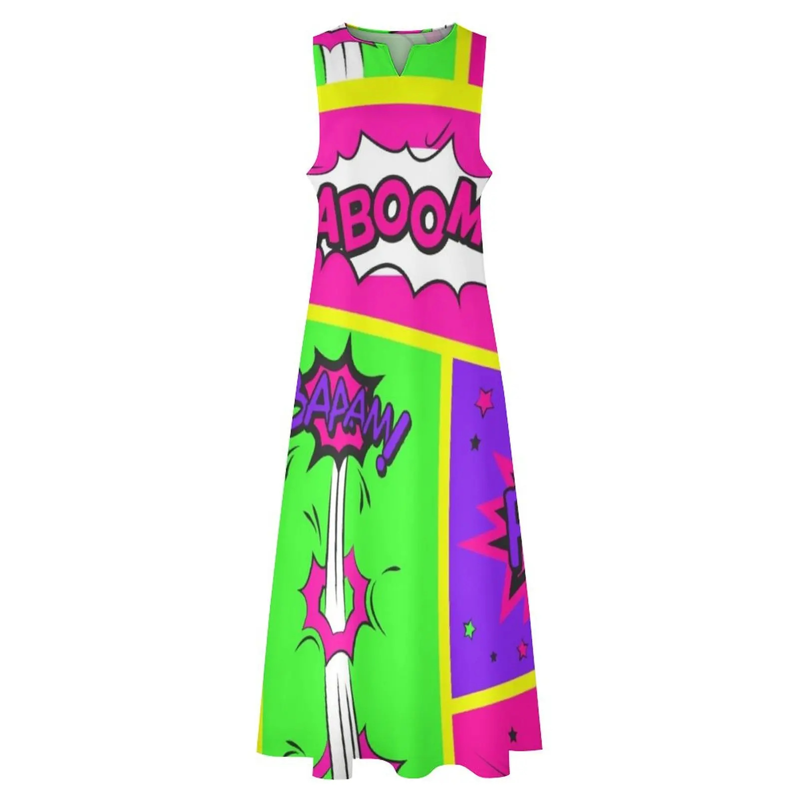 Abito lungo luminoso e colorato con fumetti artistici Abbigliamento femminile Abito per donne incinte Abito da ballo