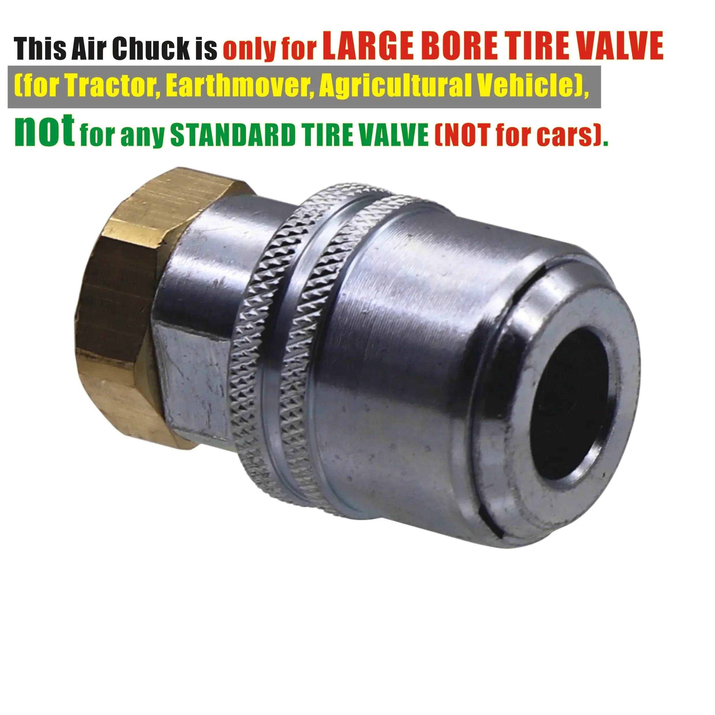 

Large Bore Lock On Air Chuck Closed End Nickle Plated Brass 1/4"NPT FemaleThread Quick Connect OTR/Agricultural Vehicles