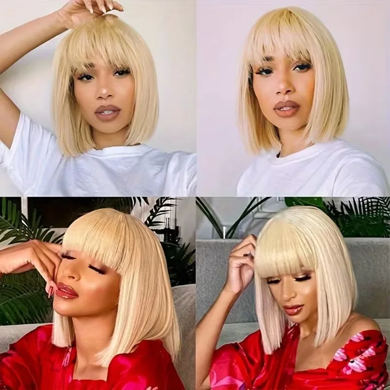 

Блондинка Боб Парик 613 Блондинка Короткий Боб Парик С Челкой Бразильские Парики Короткие Пикси Парики Из Человеческих Волос Полный Парик Машинного Сделания