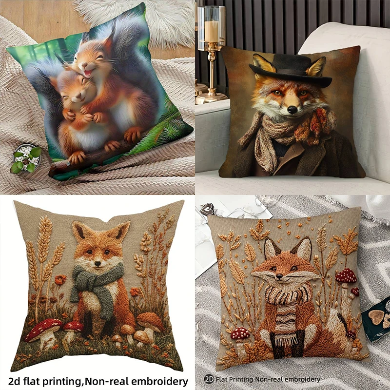 

Очаровательная наволочка с изображением лесных животных — наволочка с рисунком белки и изящной лисы для необычного домашнего декора