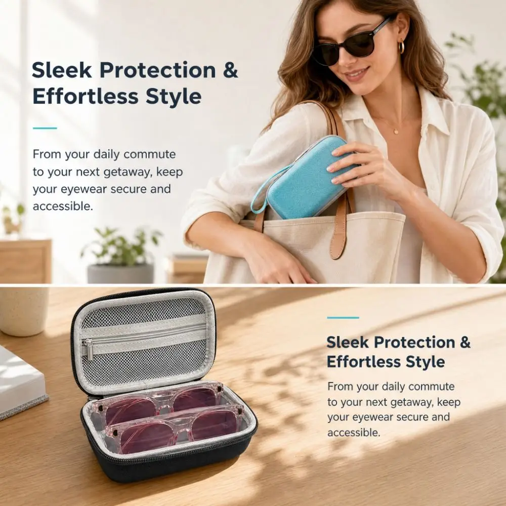 2-Grid Glasses Storage Box EVA Large Capacity EVA Sunglasses Box Portable Anti-lost Sunglasses Storage Box Glasses Organizer