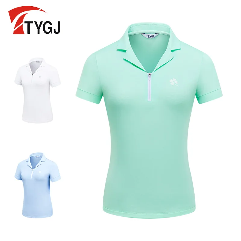 

TTYGJ Womens Golf Brands Clothing Polo Shirts Collared V Neck Short Sleeve Tennis Shirt Dry Fit Summer Clothes Moisture Wicking