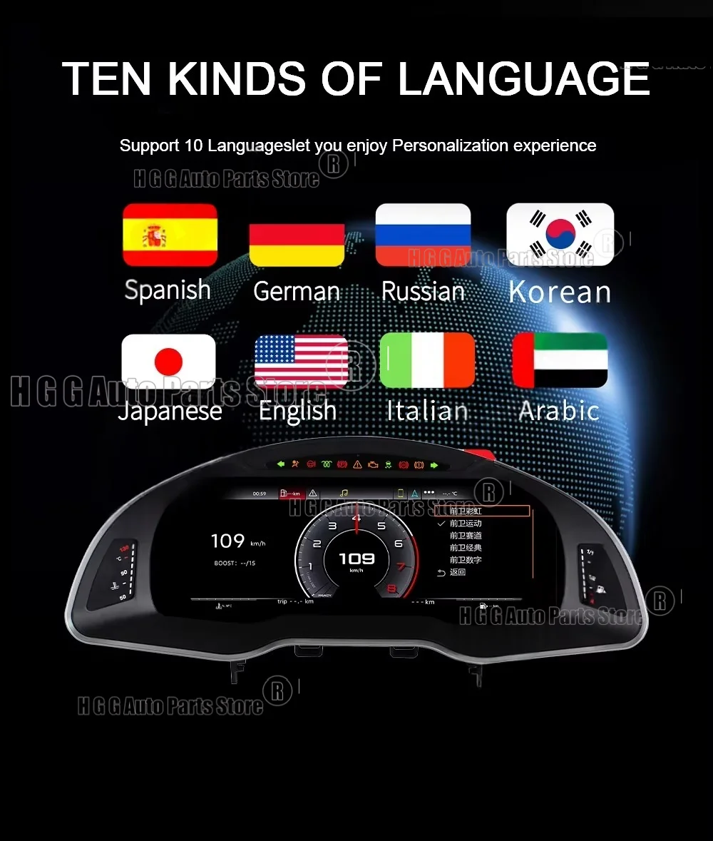 Digital Cluster For Audi R8 2007-2015 Car LCD Dashboard Virtual Cockpit Instrument Multifunctional Speedmeter Screen Auto Parts