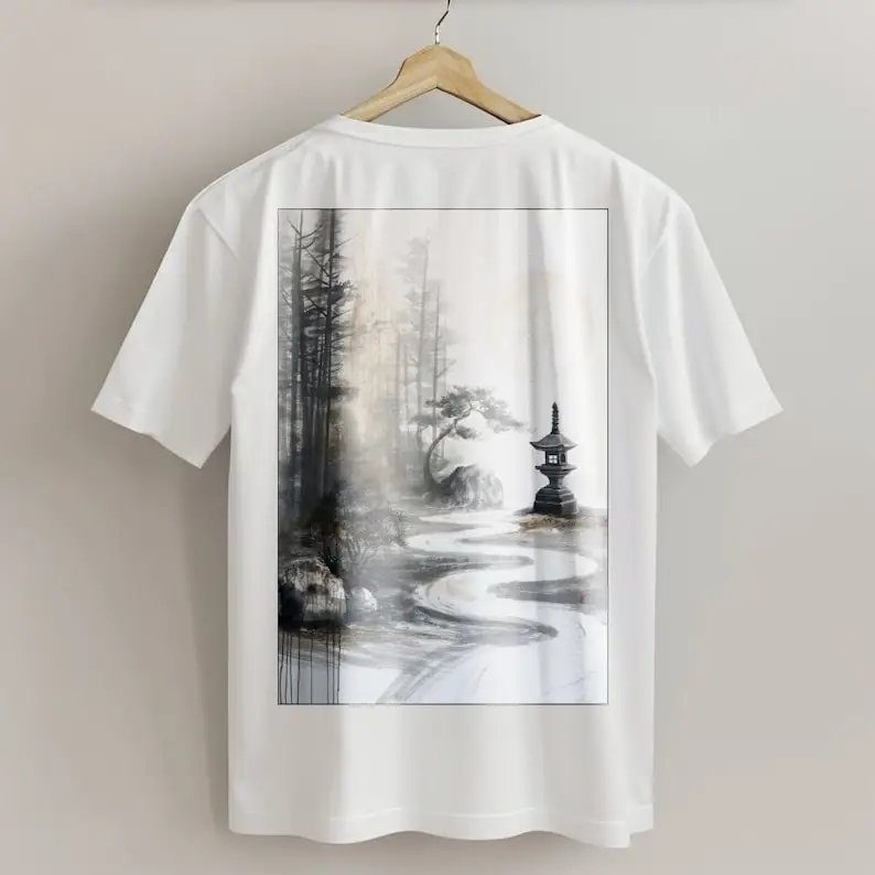 

Japanese Scenery Shirt Harajuku Japanese Streetwear 100% Cotton Y2K Top Anime Oversized