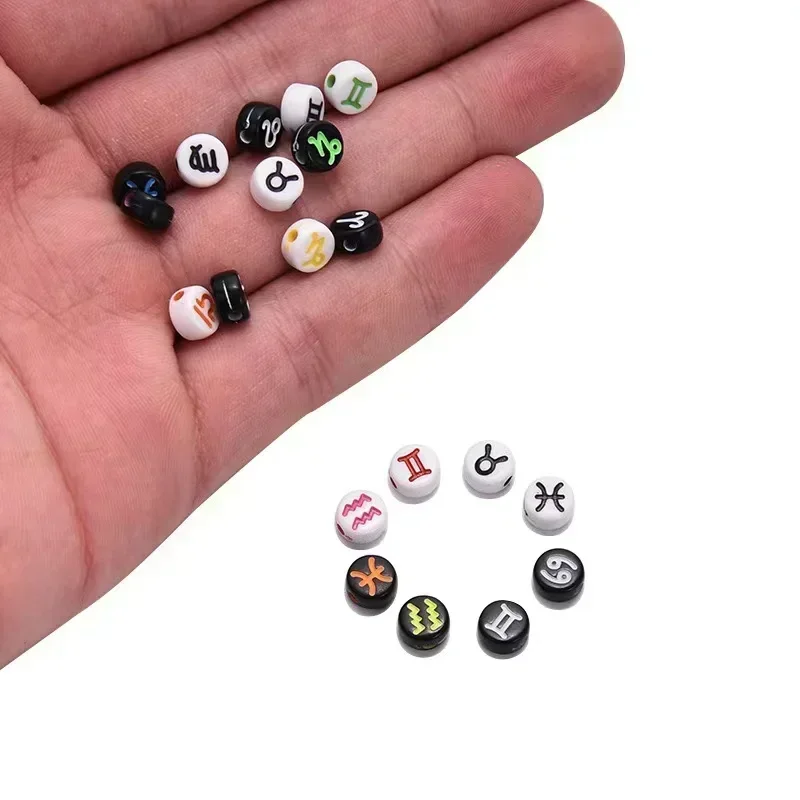 100-500 قطعة الاكريليك زودياك حبة ملونة مختلطة فضفاض فاصل كوكبة حبة لصنع المجوهرات سوار ذاتي الصنع قلادة الإكسسوار #3