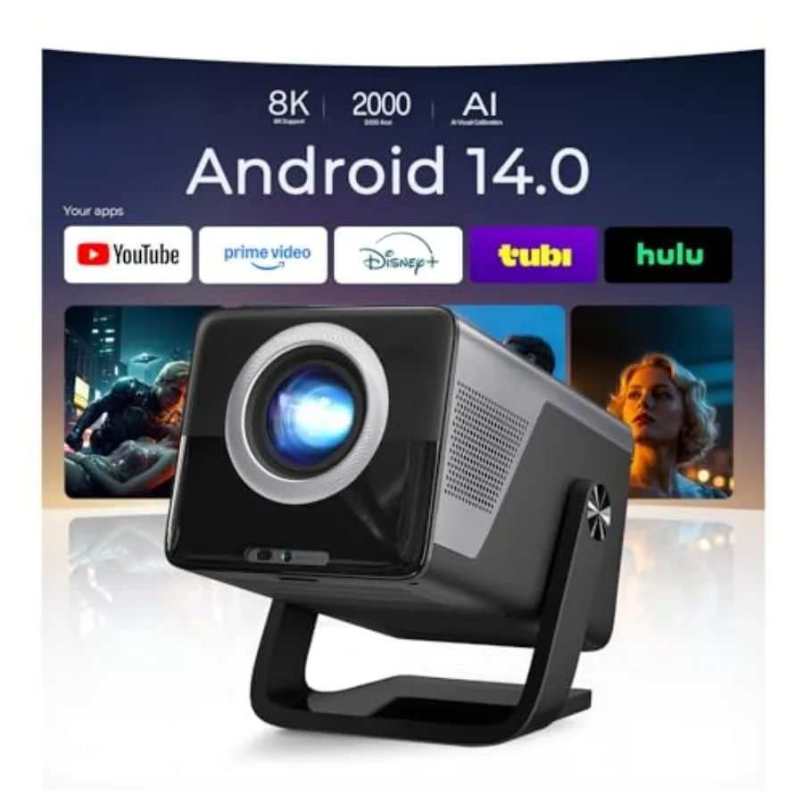 

Проектор X7 Smart с поддержкой 4K, 2000 ANSI люмен, AI-калибровкой изображения, нативным разрешением 1080P UHD, ОС Android 14, Hi-Res Audio, автофокусом и кнопками управления