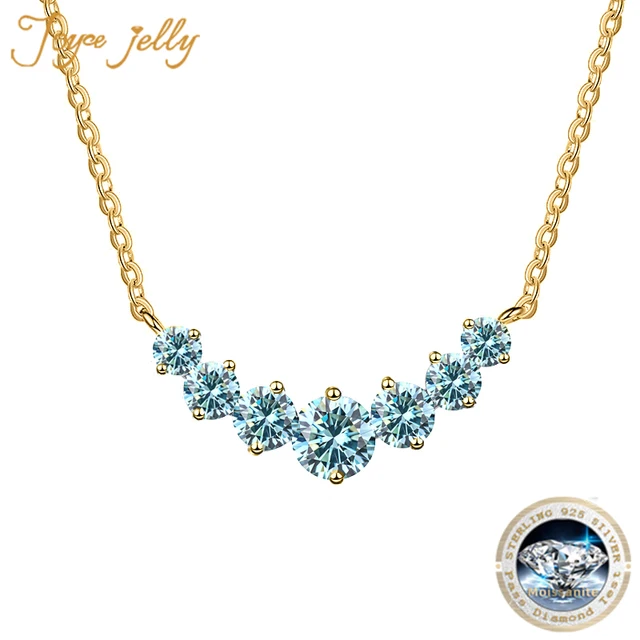 JoyceJelly All D VVS1 Naszyjnik z moissanitu dla kobiet z certyfikatem GRA 18-karatowe żółte złoto platerowane 925 Sterling Sliver Wedding Fine Jewely