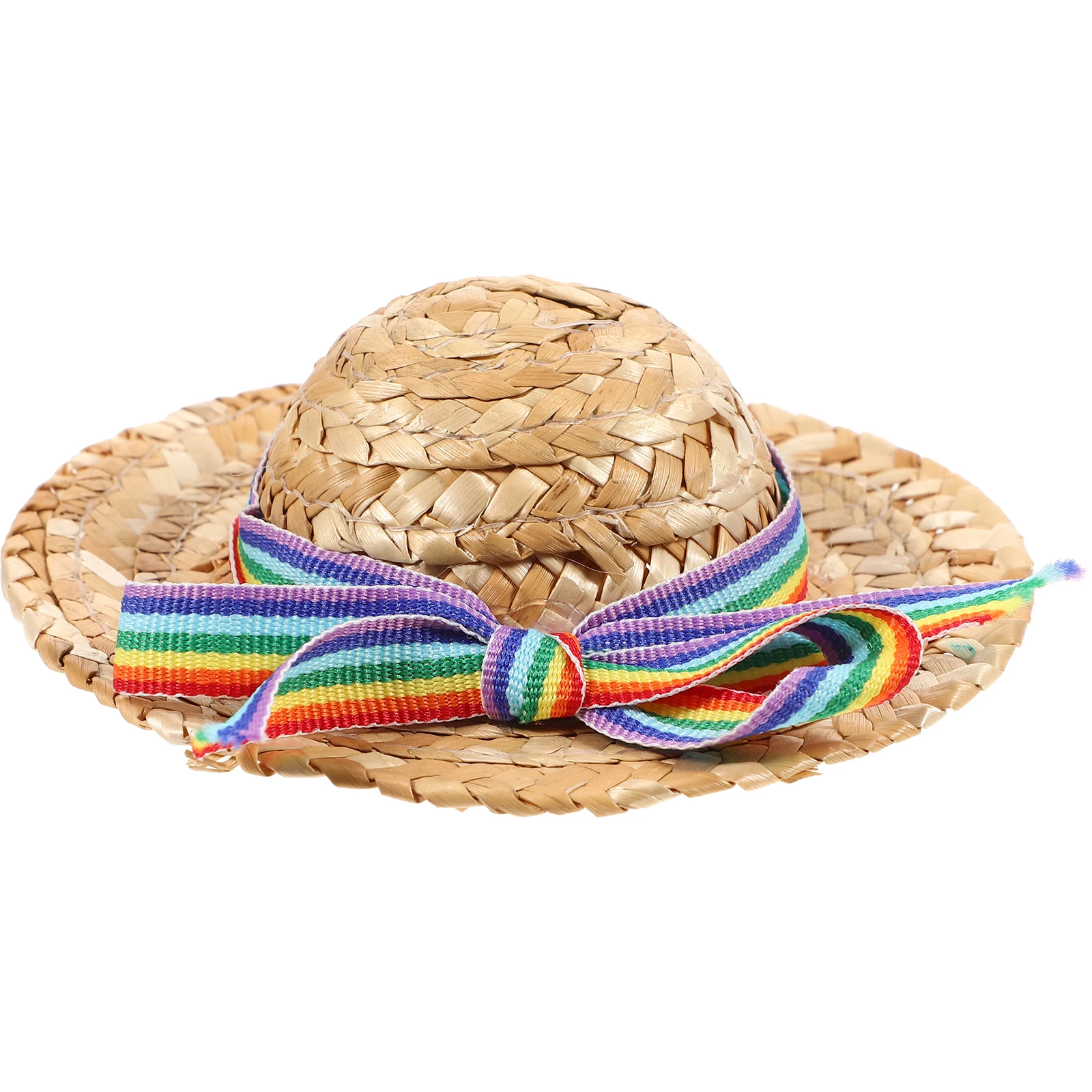 

Pet Hat Bachelor Party Costume Hats Decorative Woven Dog for Summer Bow Tie Cosplay Straw Cap