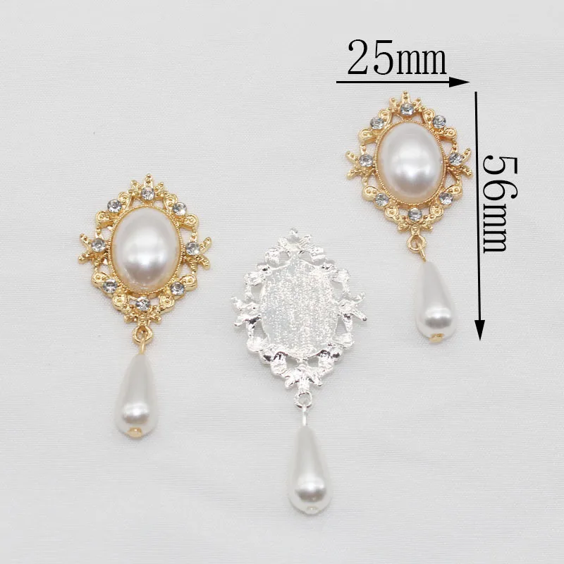 10pcs25*56mm alloy pearl wisiorek strasy, handmade materiał akcesoriów do włosów hurtowych DIY metal odzież sportowa accesso