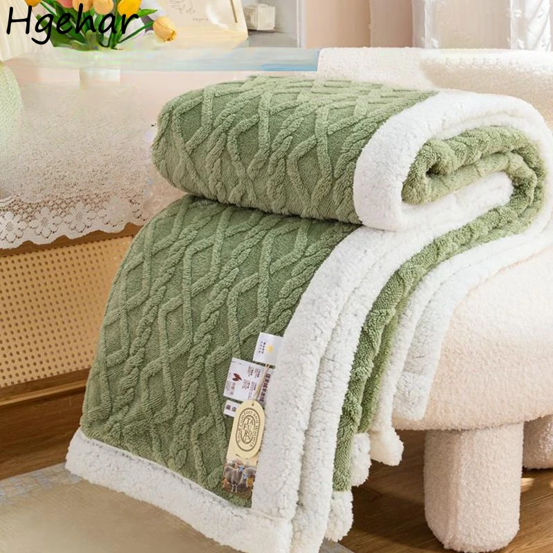 

Solid Warm Thicken Blankets Soft Coral Fleece Lint-free Autumn Winter Cover Sofa Bedroom Anti-static Nap Sleeping Skin-friendly