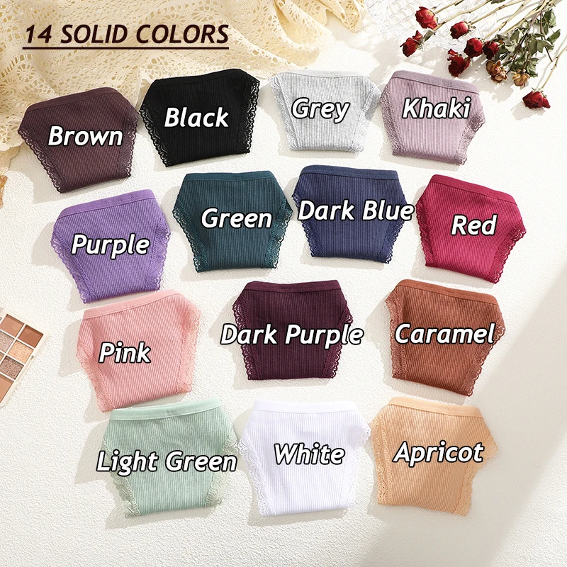 8Pcs/Set Cotton Lace Thongs For Women Sexy Seamless Solid Color Adjustable Strape G-strings Female Low Waist Breathable Lingerie - Image 4