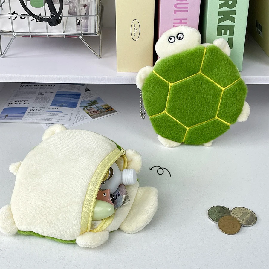 Creative Children Coin Purse Cute Marine Animals Turtle Plush Doll Pendant Cartoon Mini Turtle Students Portable Coin Purse