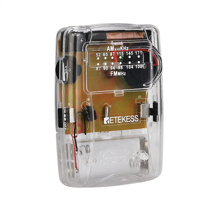 Am/fm ponteiro tuning rádio portátil design transparente suporta fones de ouvido para guia de conferência do museu da igreja sem fm externo