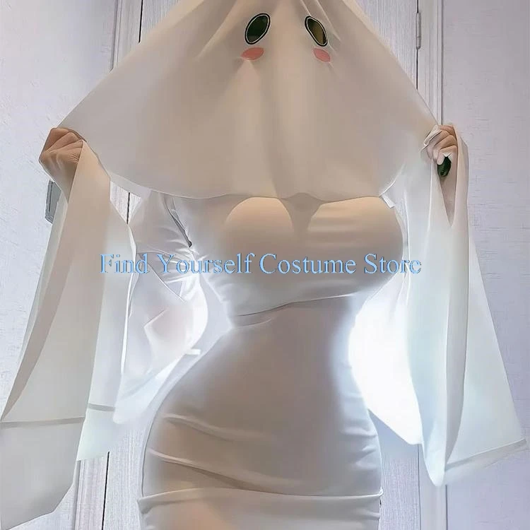 Sexy bonito feminino fantasma cosplay traje halloween assustar rosto capa grito traje adulto fantasia vestido feminino halloween cosplay traje