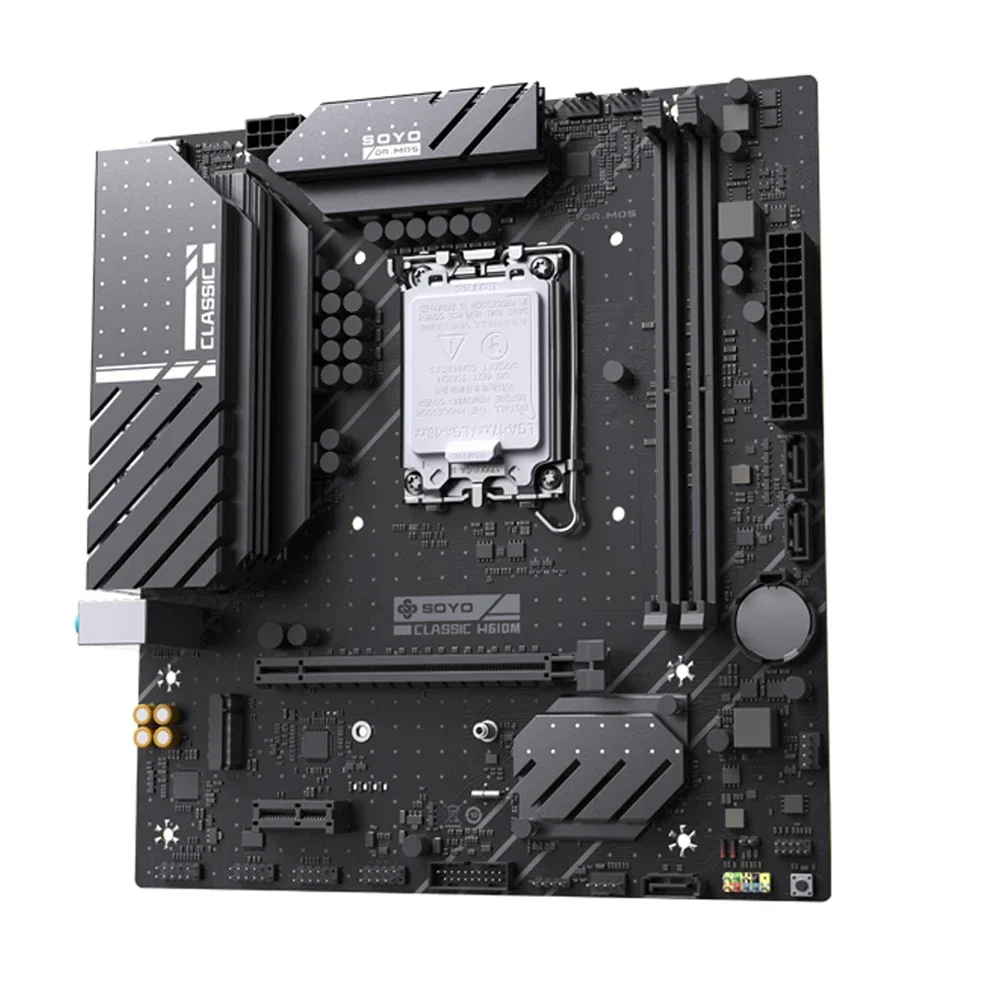 SOYO New Classic H610M Gaming Motherboard M.2 PCIE4.0x16 LGA1700 USB3.2 Supports Inter 14/13/12 Gen Core (12400F/12600KF/13600K)