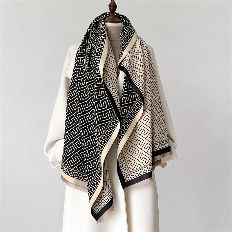 Warm Shawl Women Scarf Luxury Cashmere Winter Blanket Wraps Casual Plaid Print Pashmina Bufanda Travel Poncho Stoles Echarpe