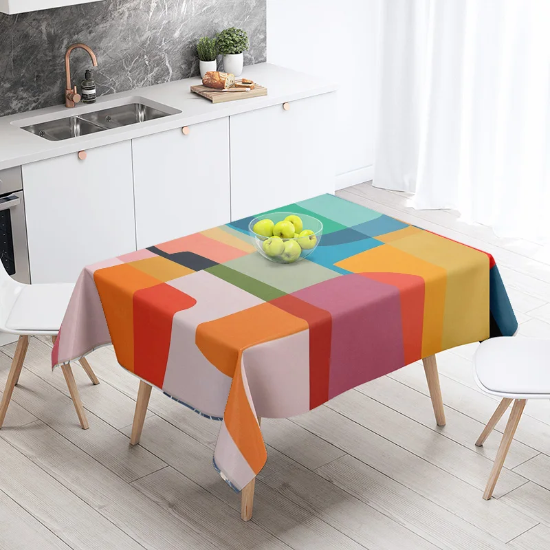 مجردة هندسية مفرش المائدة مقاوم للماء مقاومة للبقع الطرف الديكور مطعم مقهى طاولة طعام مفارش المائدة 140X200cm #6