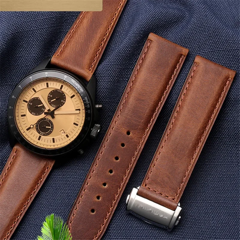 Genuine Calfskin Leather Strap 20mm 22mm Men Folding Buckle Bracelet for Hamilton KHAKI AVIATION JAZZMASTER Series Watch Band