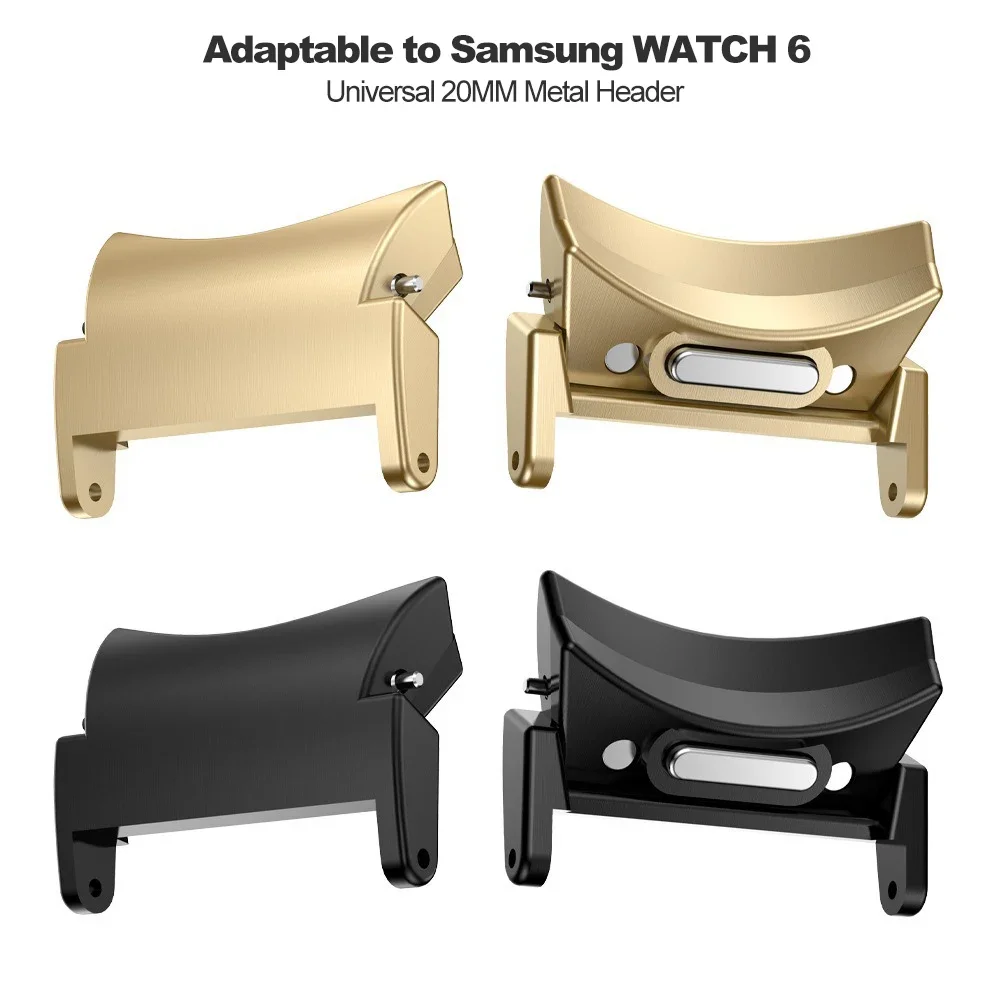 A Pair 20mm No Gaps Connector for Samsung Galaxy Watch 7 6 5 4 40/44mm Stainless Steel Adapter for 5 Pro 6/4 Classic 43mm 47mm