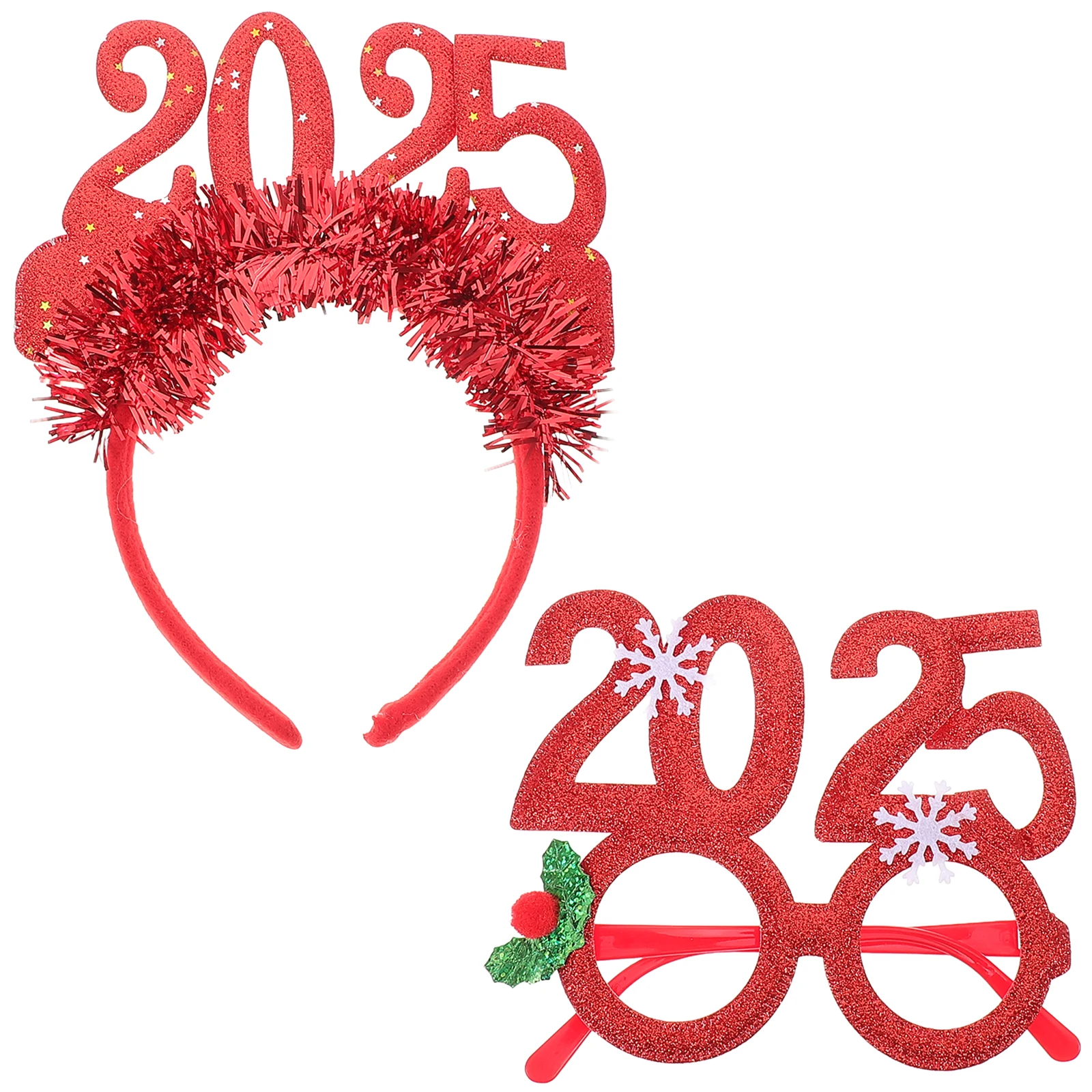 

1 set New Year Headband Adult Tinsel Hat Photo Booth Props Party Headdress 2025 Glitter Women Birthday Supplies